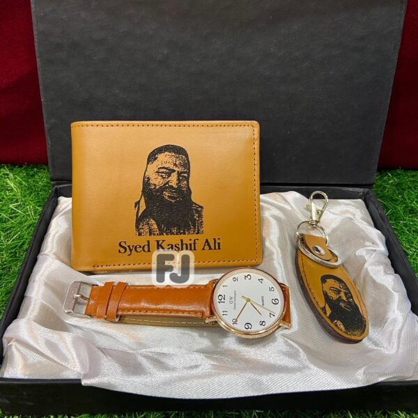 Customized Picture Wallet With Keychain & Watch