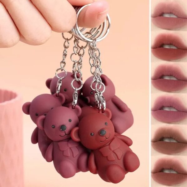 Pack of 6 Bear Keychain Style Trendy Lip Gloss