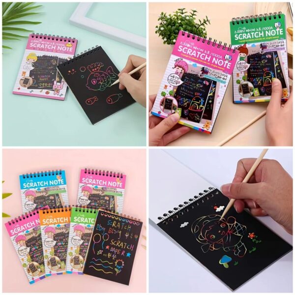 Multi Colourful Rainbow Drawing Scratch Note Book for Kids