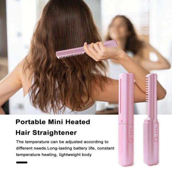 Cordless/Wireless Rechargeable Travel Comb Hair Straightener