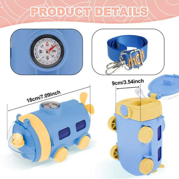 550ML Cartoon Cute Plastic Bottle With Straw Large Capacity