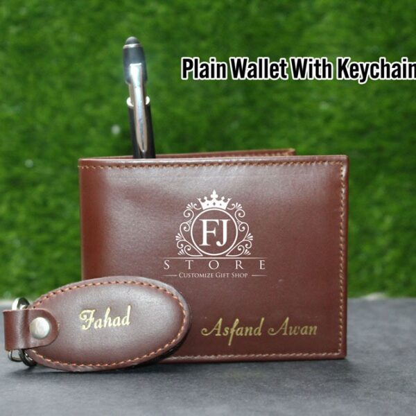 PLain Wallet With Keychain & Pen