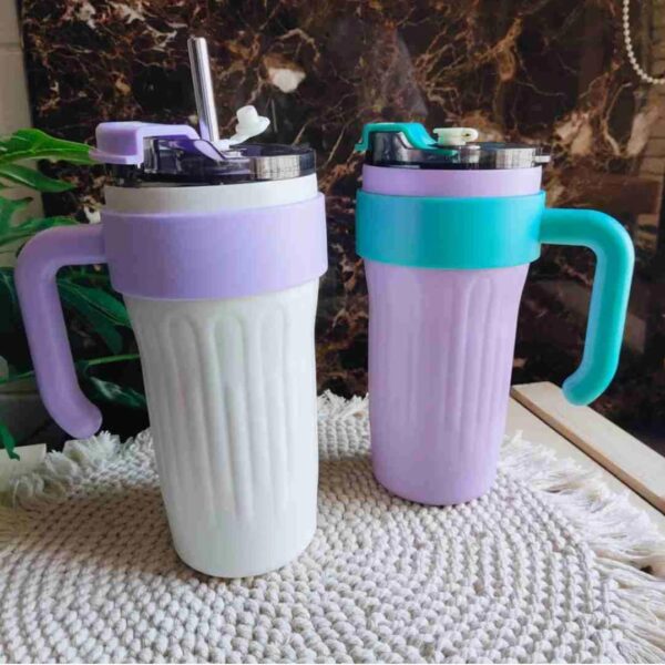 40oz Stainless Steel Insulated Tumbler Mug With Handle,Lid And SteeL Straw 860ml.
