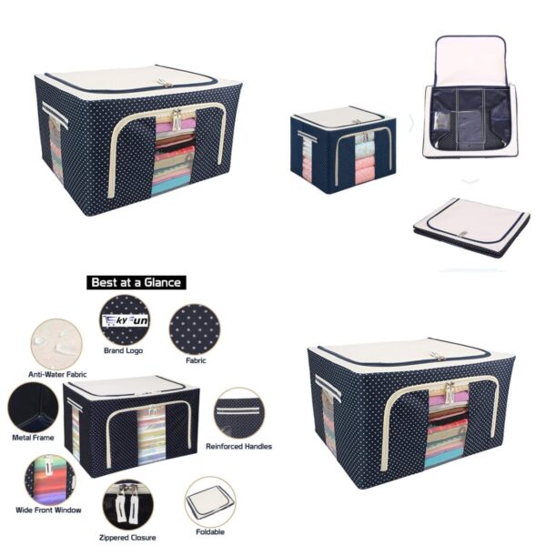 Fouji Clothes Metal Rod Storage Bag Organizer with Thick Fabric Visible Steel