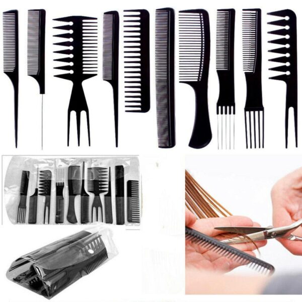 Pack of 10 Professional Hair Styling Comb Set Salon & Home Kit