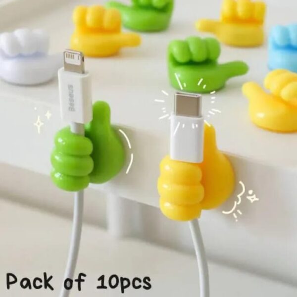 Pack of 10 Thumb Style Self Adhesive Toothbrush & Wire Holder (Wall/Table Mount)